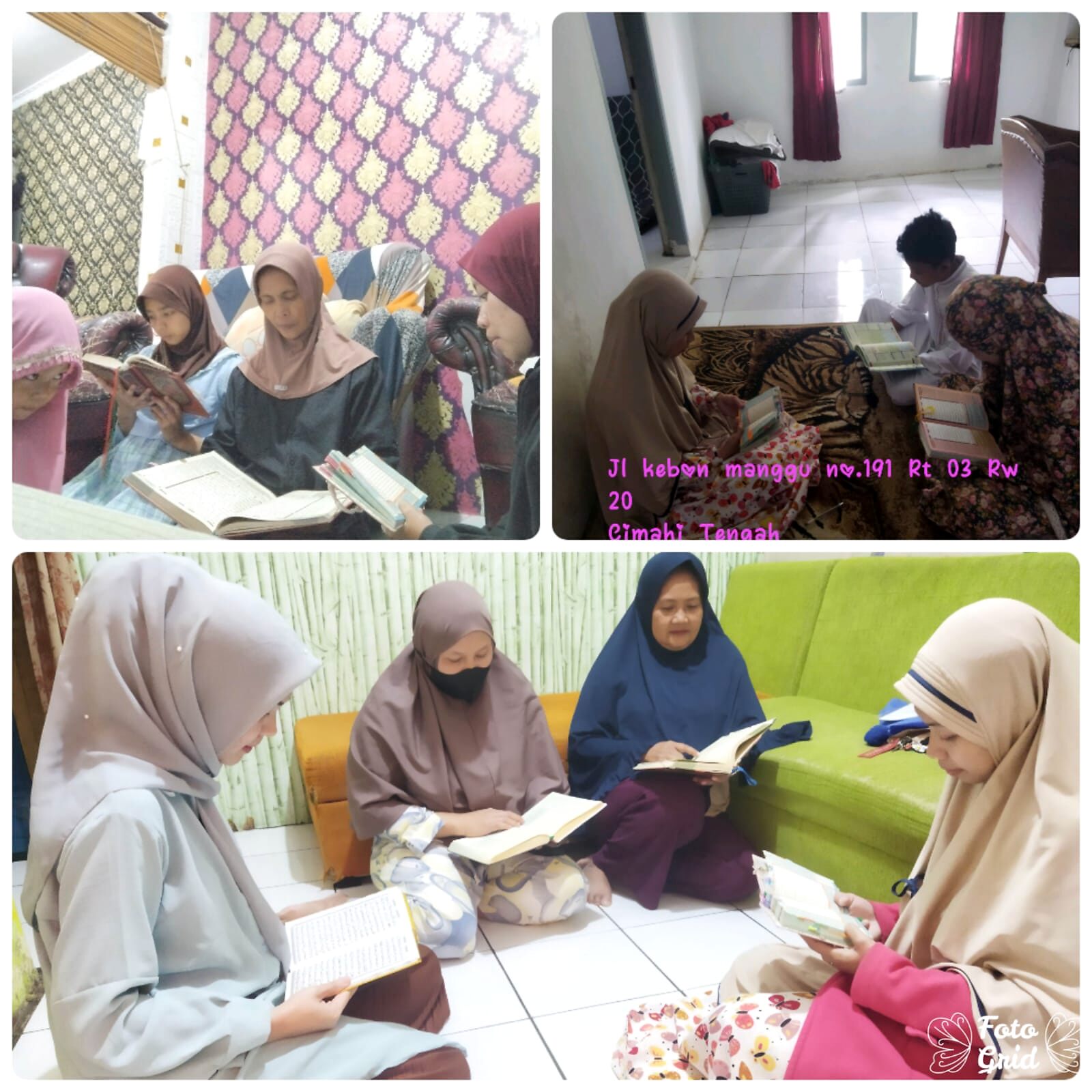 Kelompok santri belajar Al-Qur'an bersama Guru Ngaji di rumah